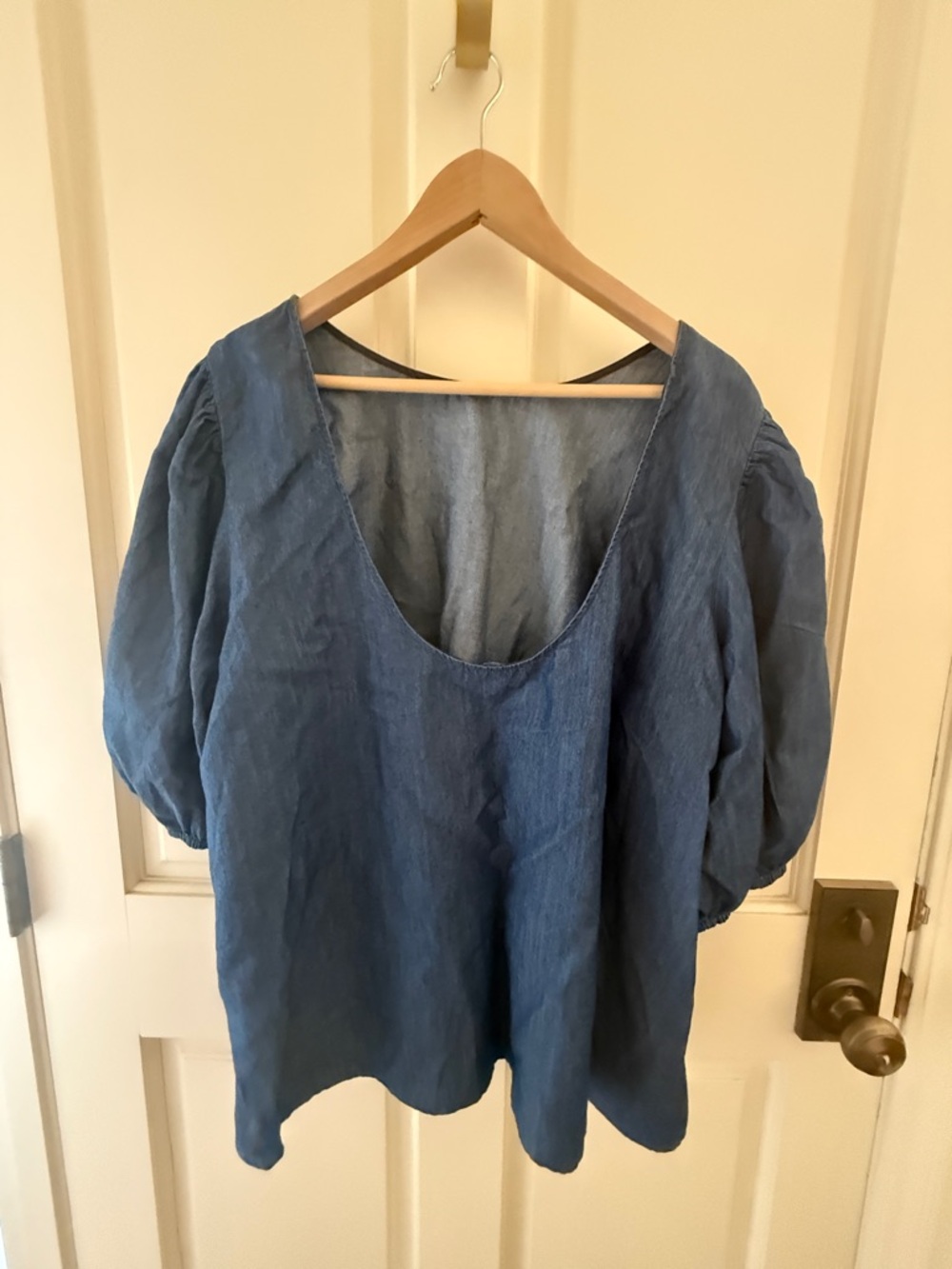 Eloquii Chambray Puff-Sleeve Women's Top